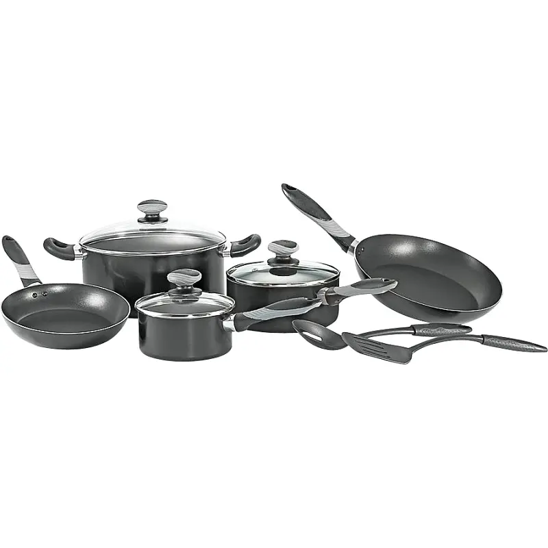 T-fal MIR-A797SA84M Cookware Set, Aluminum, Black, 10-Piece