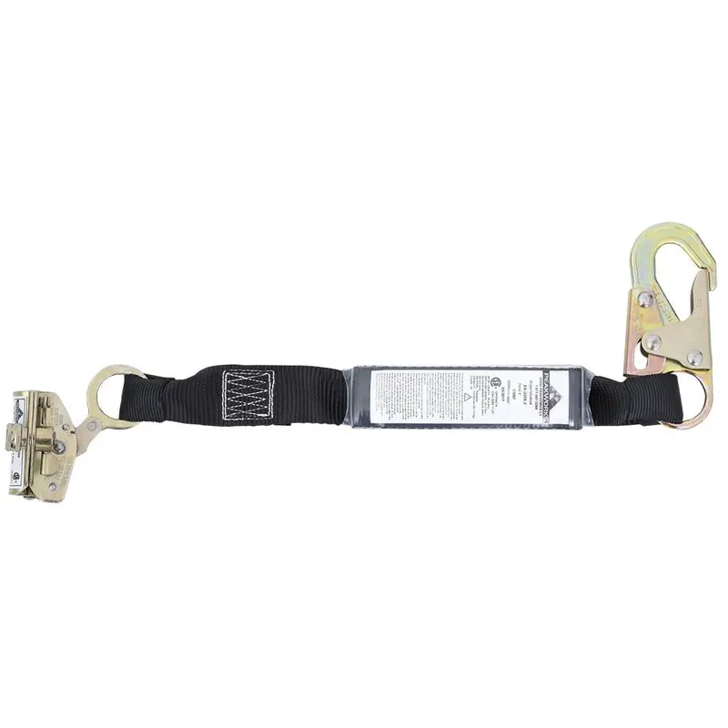 Peakworks V8103162 E4 Shock Absorbing Lanyard (100  254 lb capacity) - SP - Single Leg - Snap and ADP Rope Grab - 2' (0.6 m)