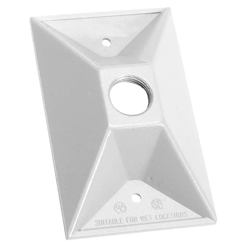 BWF 811W-1 Lampholder Cover, 4-1/2 in L, 2-7/8 in W, Rectangular, Metal, White