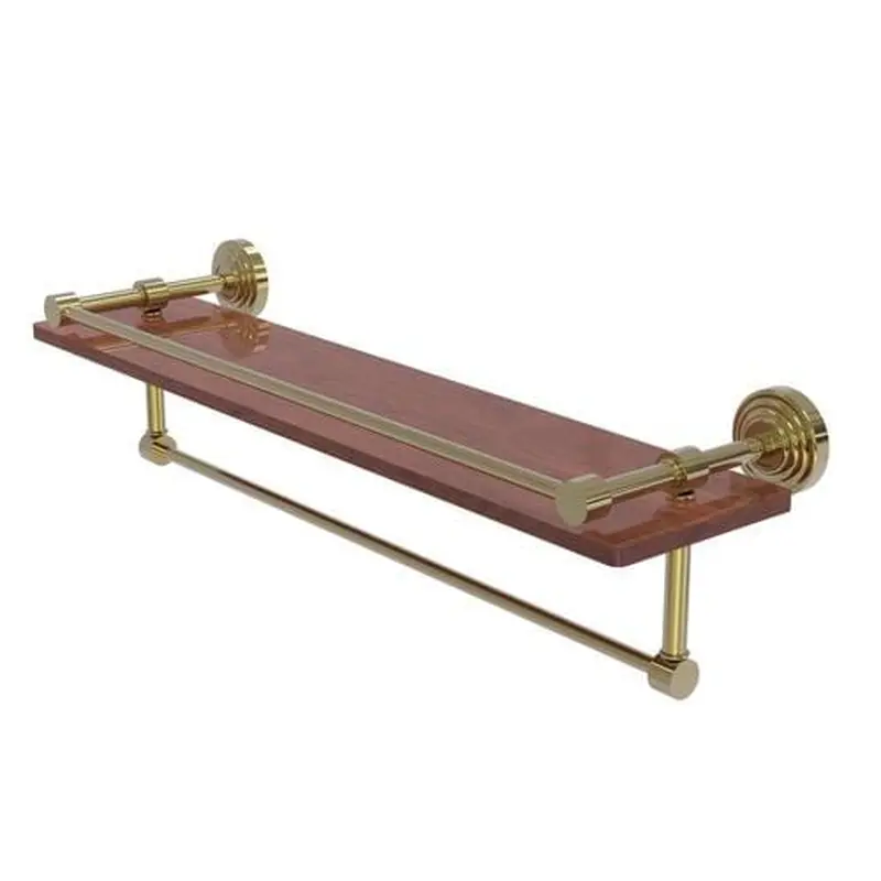 Allied Brass Waverly Place Unlacquered Brass 1-Tier Brass Wall Mount Bathroom Shelf