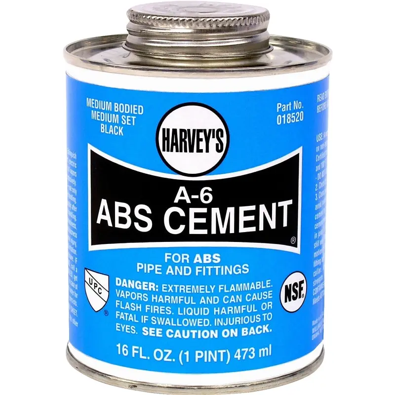 Harvey A-6 Series 18520-12 Solvent Cement, Opaque Liquid, Black, 16 oz Can