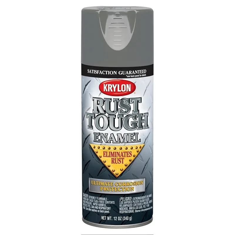 Krylon Rust Tough K09206007 Rust Preventative Spray Paint, Gloss, Battleship Gray, 12 oz, Can