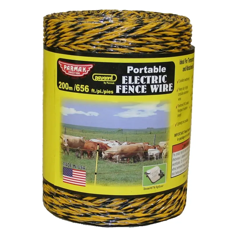 Parmak 121 Electric Fence Wire, 3-Conductor, Aluminum Conductor, Yellow/Black, 656 ft L