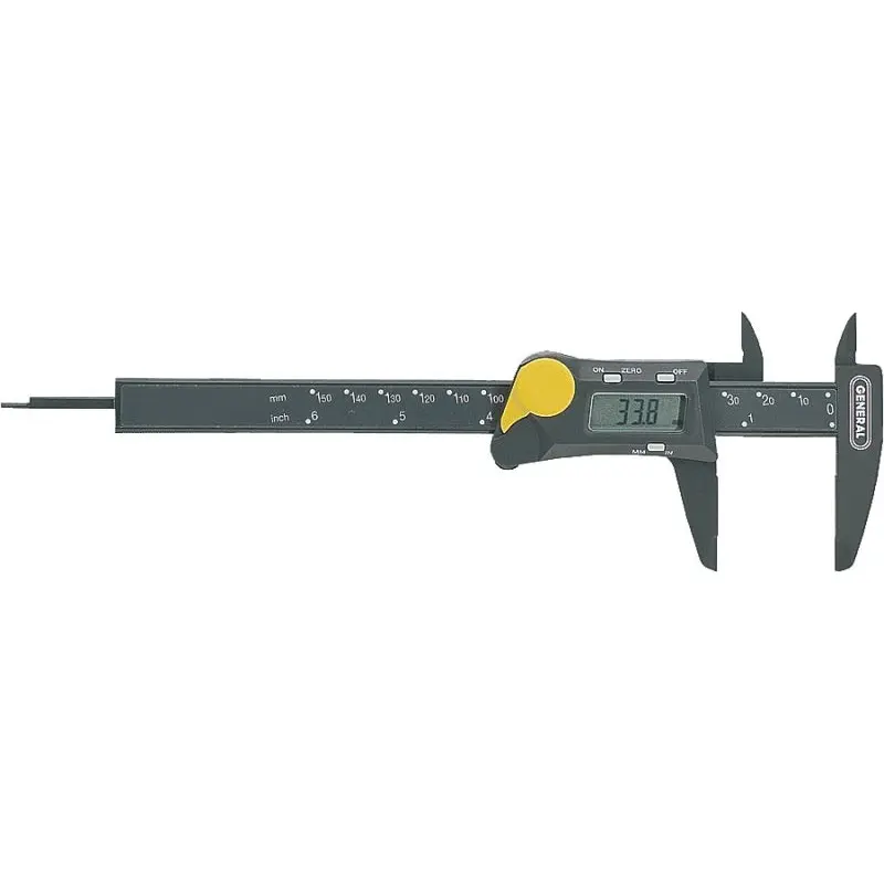 General 147 Caliper, 0 to 6 in, 1.57 in Jaw, Digital, LCD Display, Stainless Steel