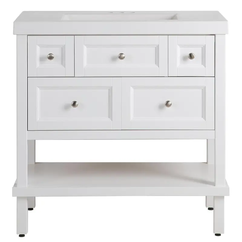 Ashland 37 in. W x 37 in. H x 19 in. D Bathroom Vanity in White with Vanity Top in White with White SinkBlue / 115.00 / 37 in