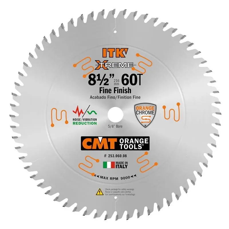 CMT 253.060.08 8-1/2 in Sliding Fine Finsh Saw Blade - 60T