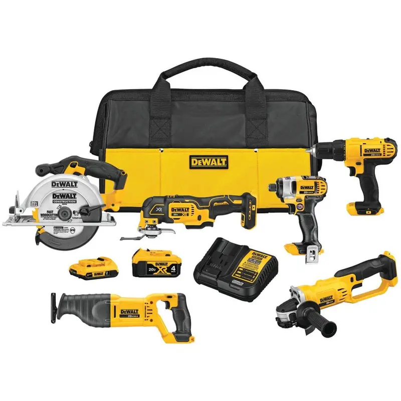 20-Volt MAX Lithium-Ion Cordless Combo Kit (6-Tool) with 2 Ahr Battery, 4 Ahr Battery, Charger and Bag33.3 / each