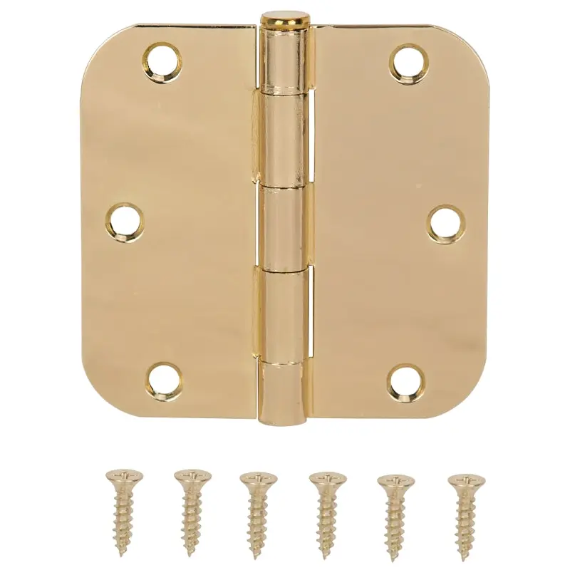 ProSource BH-102PB-PS Door Hinge, Steel, Bright Brass, Loose Pin, 180 deg Range of Motion, Screw Mounting
