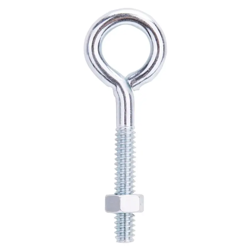 ProSource LR266 Eye Bolt, 4.8 mm Thread, Machine Thread, 1 in L Thread, 3/4 in Dia Eye, 79 lb Working Load, Steel, Zinc