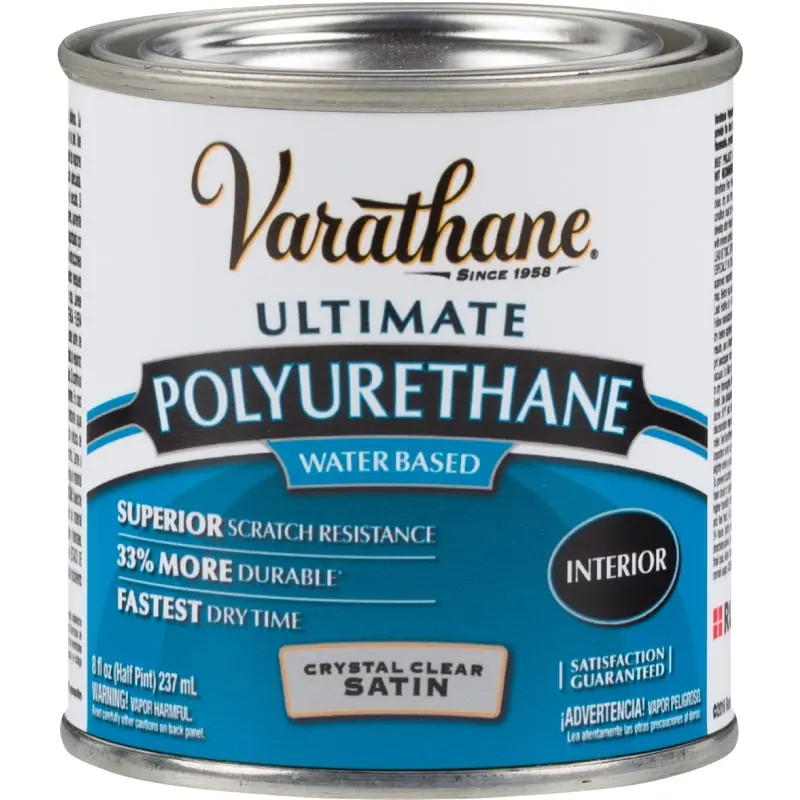 VARATHANE 200261H Polyurethane Paint, Liquid, Crystal Clear, 0.5 pt, Can