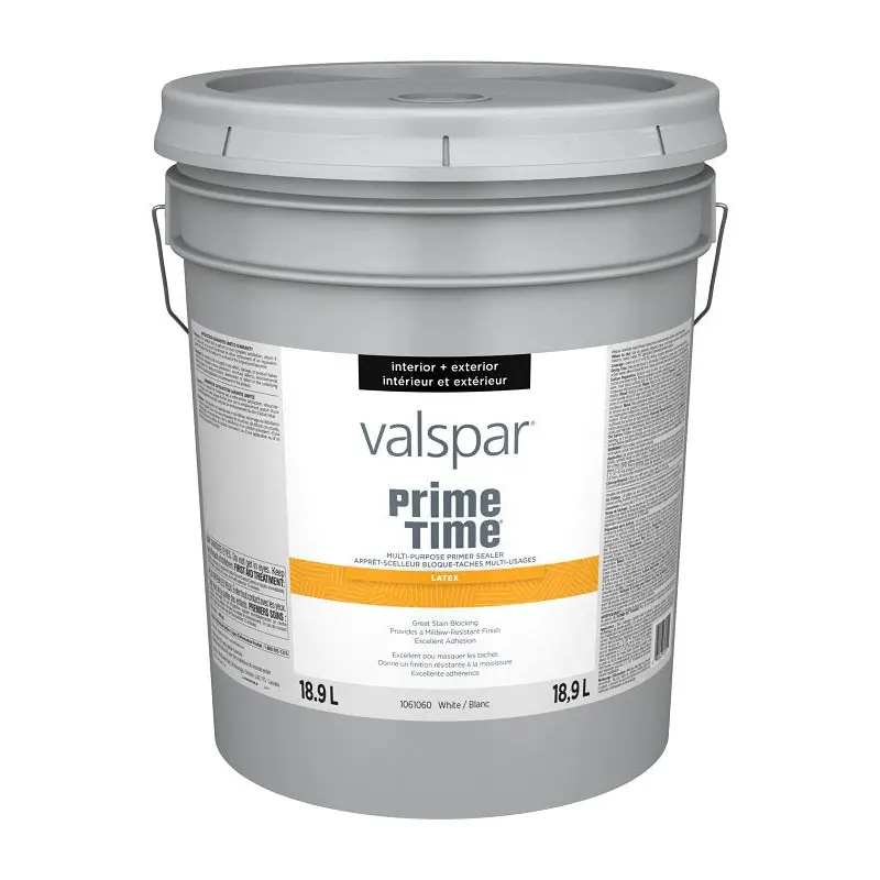 Valspar Prime Time 029.1061060.008 Interior/Exterior Multi-Purpose Primer Sealer, White, 5 gal