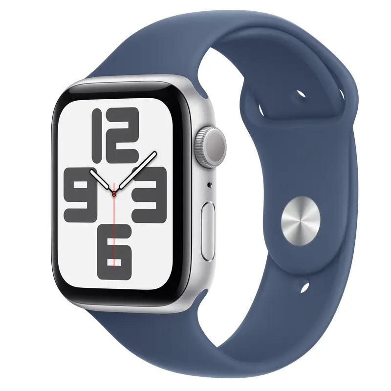 Apple Watch SE GPS 44mm Silver Aluminum Case with Denim Sport Loop