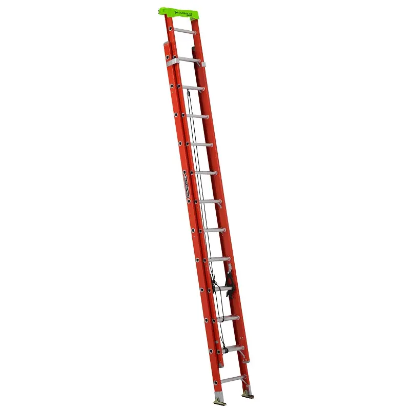 Louisville L-3022-24PT Extension Ladder, 286 in H Reach, 300 lb, 1-1/2 in D Step, Fiberglass, Orange
