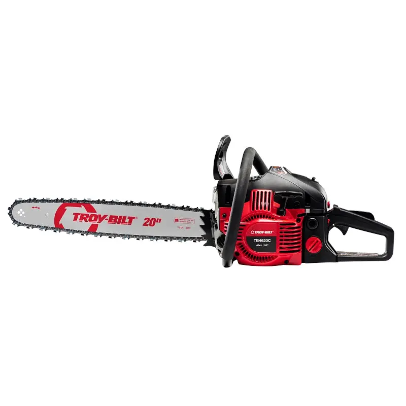 Troy-Bilt 41AY46CS766 Chainsaw, Gas, 46 cc Engine Displacement, 2-Stroke Engine, 20 in L Bar, 0.325 in Pitch