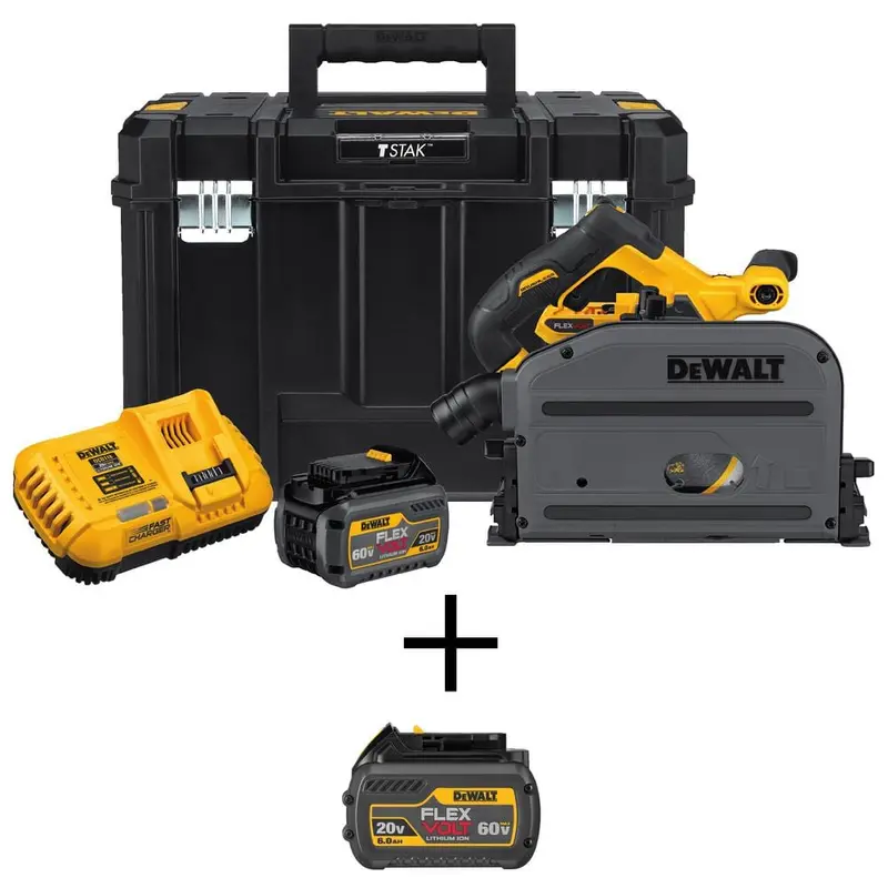60-Volt MAX Lithium Ion Cordless Brushless 6-1/2 in. Track Saw Kit w/ Bonus FLEXVOLT 20/60-Volt MAX Lithium Ion Battery19.4 / each