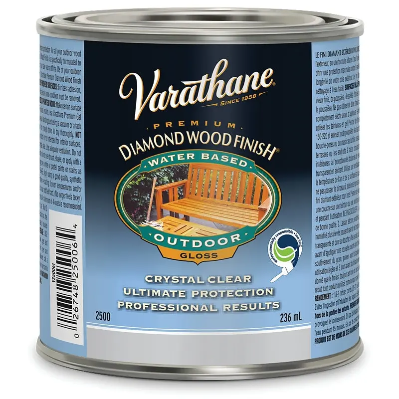 Varathane Y250061 Exterior Finish, Gloss, Clear, Liquid, 236 mL, Can