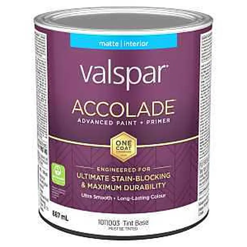 Accolade 029.1011003.005 Interior Paint and Primer, Acrylic, Matte, Tint Base, 1 qt, 37 sq-m Coverage Area