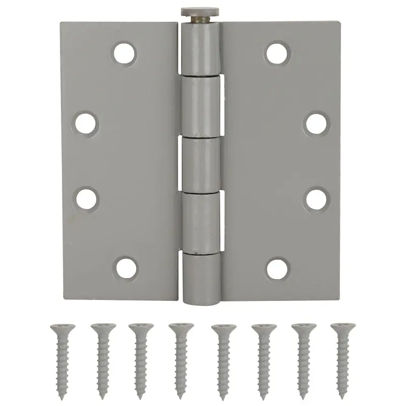 ProSource LR-017-PS Square Corner Door Hinge, Steel, Gray, Loose Pin, 180 deg Range of Motion, Screw Mount Mounting