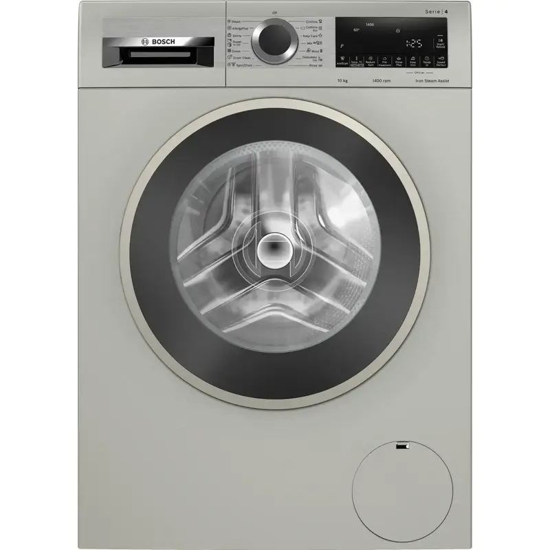 Series 4 washing machine, frontloader fullsize 10 kg 1400 rpm, Silver inox