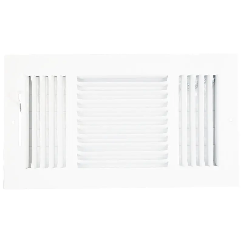 ProSource SW03-12X6 3-Way Sidewall Register, 13.5 in L, 7.5 in W, 52 degree Air Deflection, 3 -Way, Steel, White