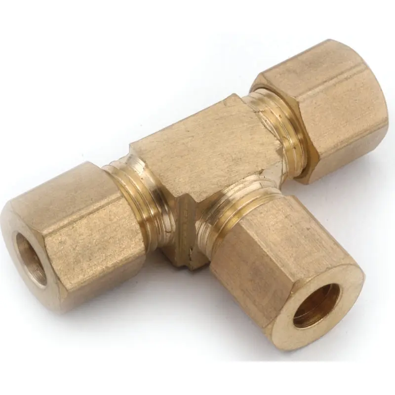 Anderson Metals 750064-14 Tube Union Tee, 7/8 in, Compression, Brass