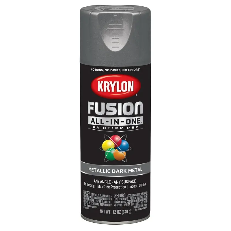 Krylon K02769007 Spray Paint, Metallic, Dark Metal, 12 oz, Can
