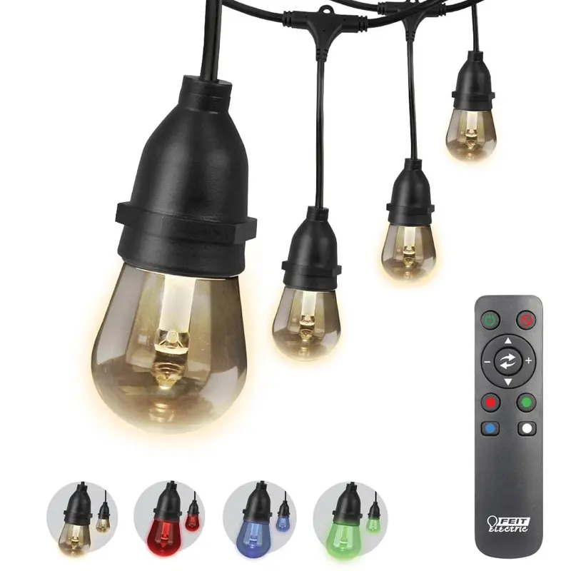 30 ft. 15-Socket Indoor/ Outdoor Color Changing String Light Set with LED Bulbs and Remote Control Included (4-Pack)package