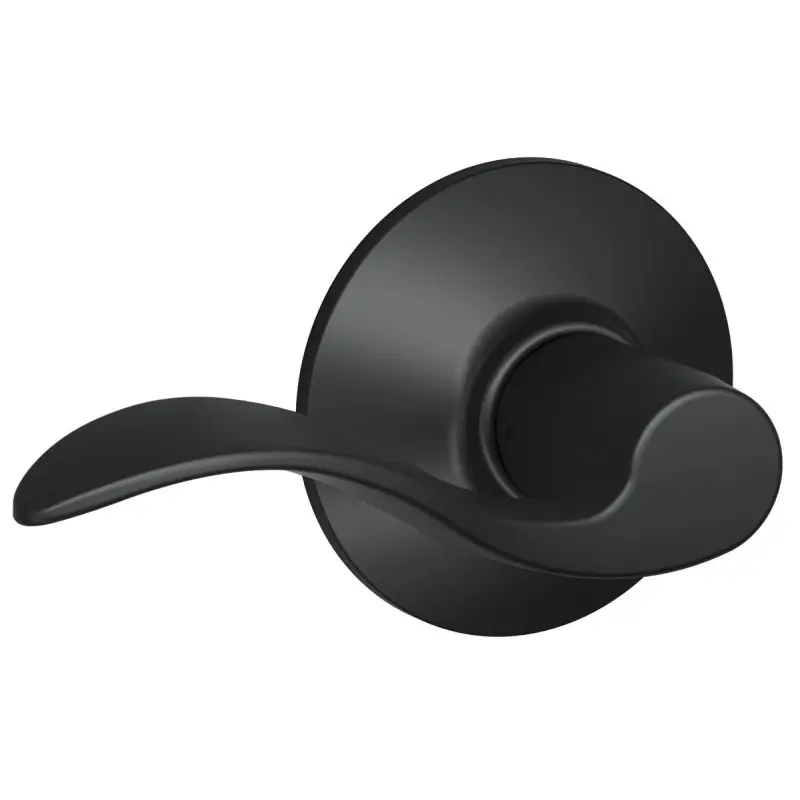 Schlage Accent Series F10ACC622 Passage Lever, Mechanical Lock, Matte Black, Metal, Residential, 2 Grade
