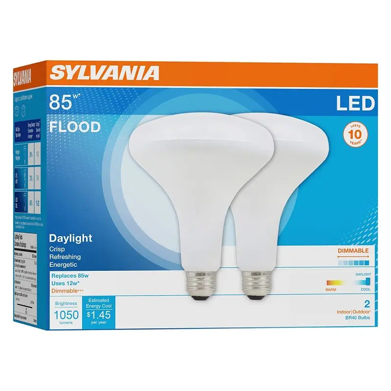 Sylvania 79624 LED Bulb, Flood/Spotlight, BR40 Lamp, 85 W Equivalent, E26 Lamp Base, Dimmable, Frosted
