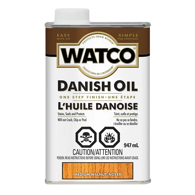 WATCO A65941 Danish Oil, Medium Walnut, Liquid, 1 qt, Can