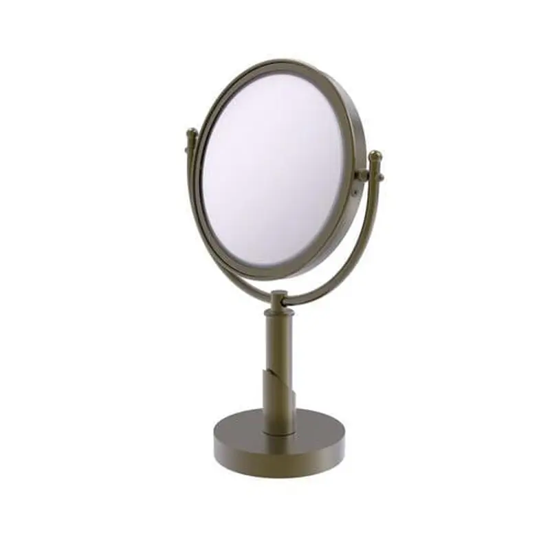 Allied Brass Soho 8-in x 15-in Antique Brass Double-Sided Magnifying Countertop Vanity Mirror