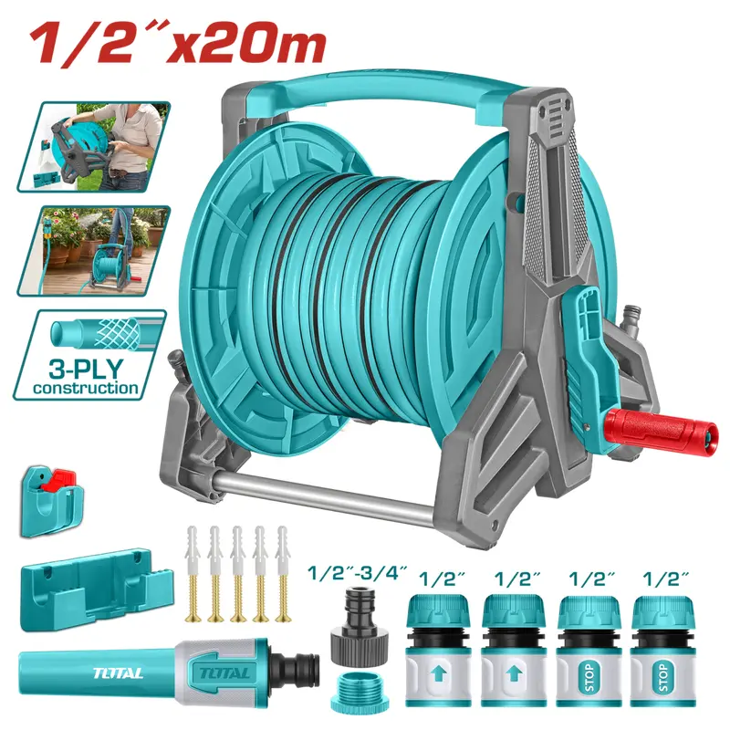 TOTAL Hose Reel Set 20M with Nozzle