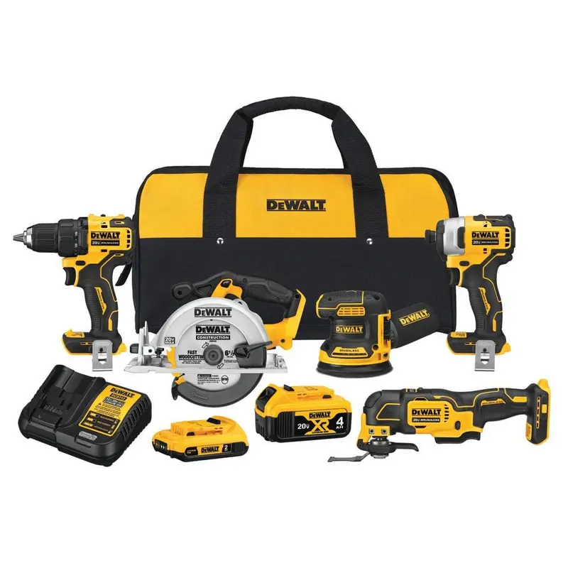 20-Volt MAX Lithium-Ion Cordless Combo Kit (5-Tool) with (1) 4.0Ah Battery, (1) 2.0Ah Battery, Charger and Bag