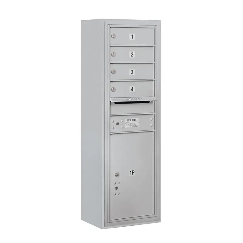 3800 Horizontal Series 4-Compartment with 1-Parcel Locker Surface Mount MailboxSandstone / 100 / 4