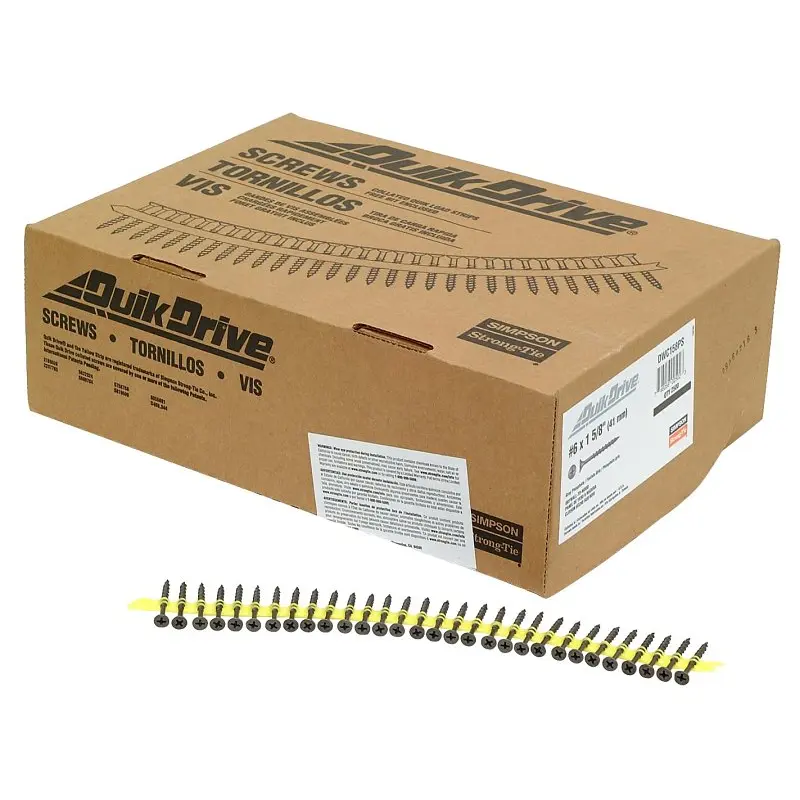 Simpson Strong-Tie DWC DWC158PS Screw, #6 Thread, 1-5/8 in L, Bugle Head, #2 Drive, Steel, Gray Phosphate
