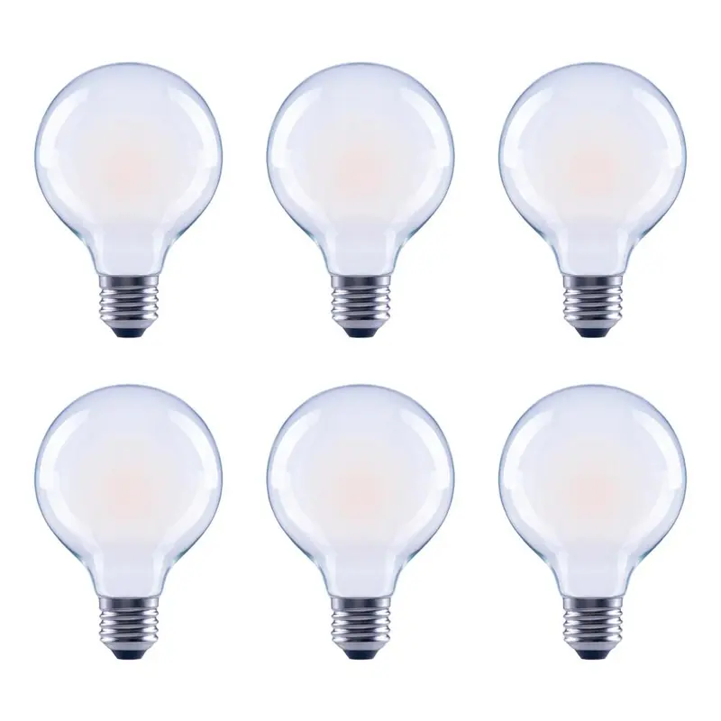 40-Watt Equivalent G25 Globe Vanity Frosted Glass Vintage Edison Filament Dimmable LED Light Bulb Soft White (6-Pack)Soft White