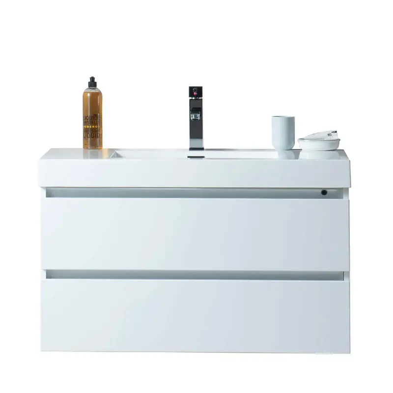 Annecy 36 in. W x 18.5 in. D x 20 in. H Bathroom Wall Hung LED Vanity in White w/ Single Basin Vanity Top in White Resin