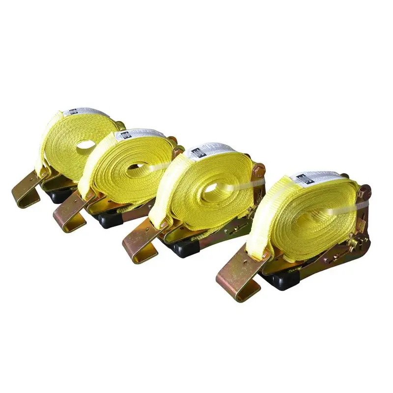 2 in. x 27 ft. x 10,000 lbs. Flat Hook Ratchet Tie Downs (4-Pack)