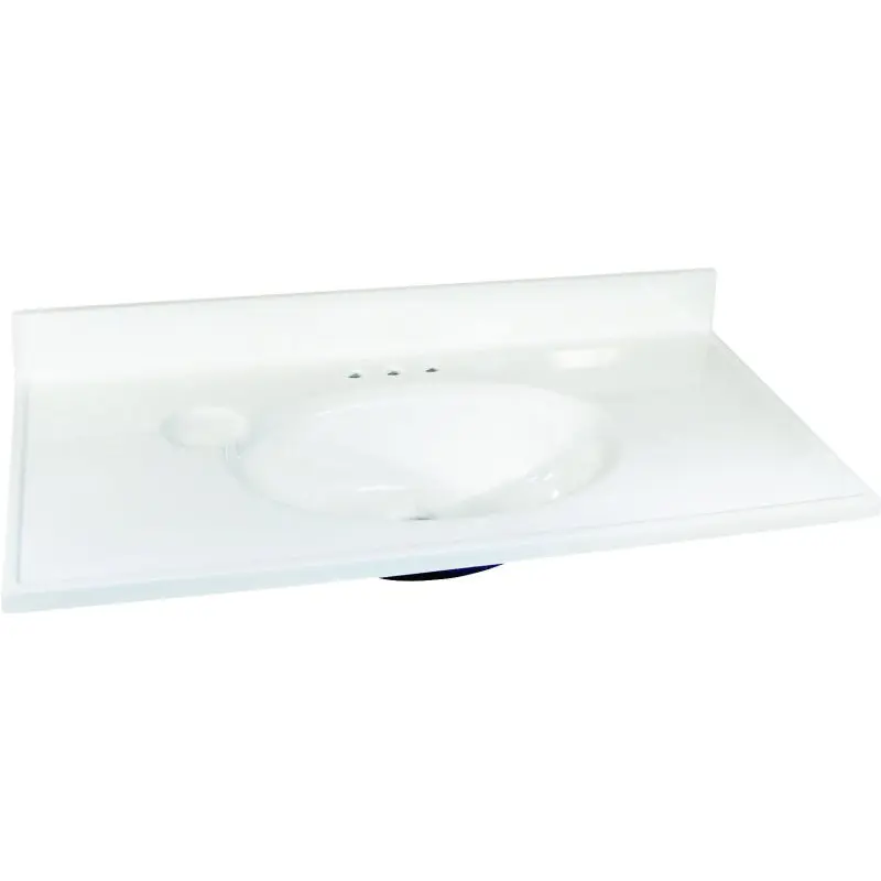 Foremost WS-1937 Vanity Top, 37 in OAL, 19 in OAW, Marble, Solid White, Countertop Edge