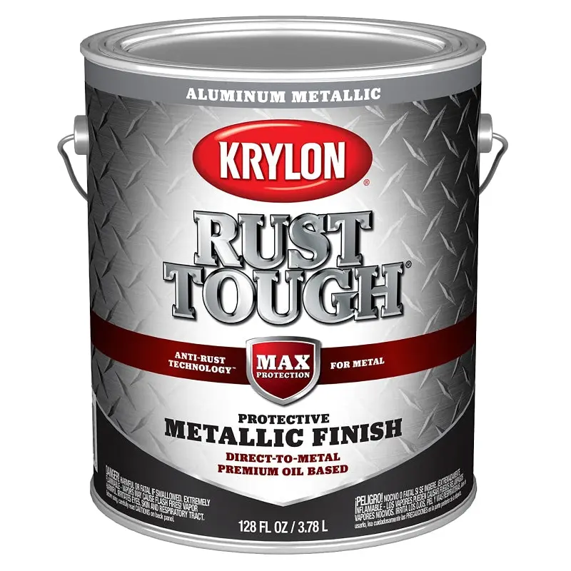 Krylon Rust Tough K09742008 Enamel Paint, Metallic Aluminum, 1 gal, 400 sq-ft/gal Coverage Area
