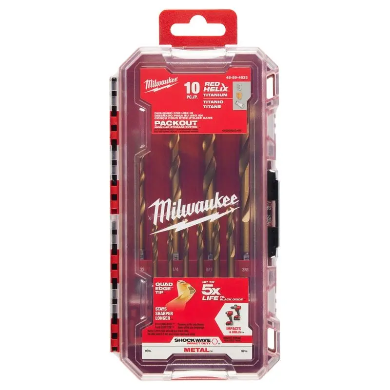 Milwaukee 48-89-4633 SHOCKWAVE Impact Duty RED HELIX Titanium Drill Bit Set - 10PC