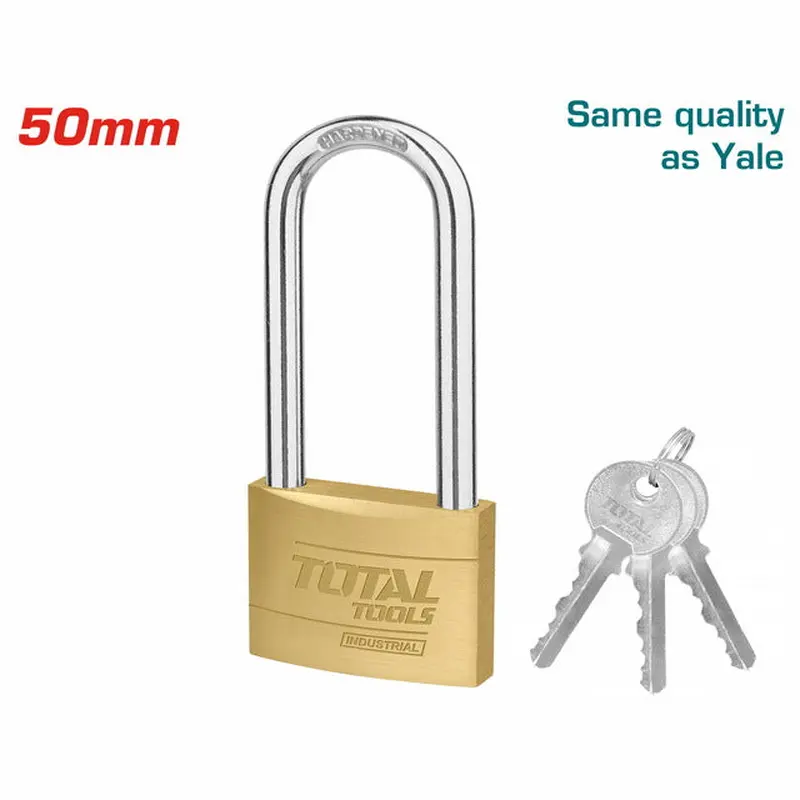 TOTAL Heavy Duty Long Shackle Brass Padlock 50mm (TLK32502L)