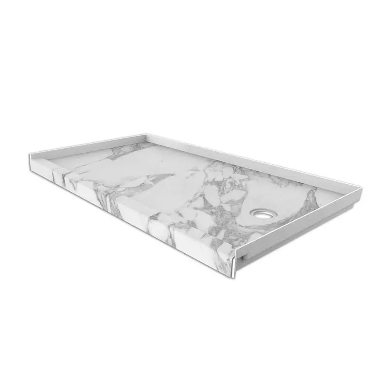 30 in. x 60 in. Single Threshold Shower Base with Right Hand Drain in Calacatta WhiteBotticino Cream / Right / 32