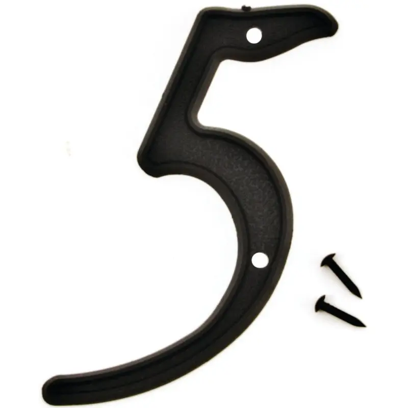 Hy-Ko PN-29/5 House Number, Character: 5, 4 in H Character, Black Character, Plastic