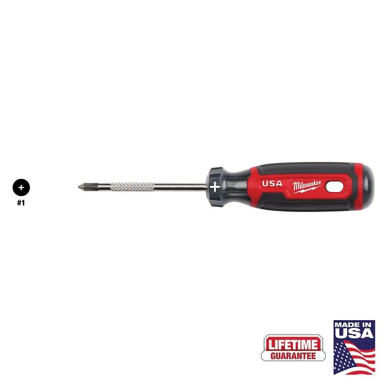 Milwaukee MT201 Screwdriver, #1 Drive, Phillips Drive, 6.7 in OAL, 3 in L Shank, Acetate Handle, Cushion-Grip Handle