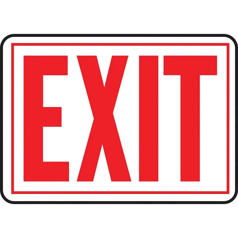 Hy-Ko SS-2W Sign, Exit, Red Legend, Aluminum, 14 in W x 9-1/4 in H Dimensions