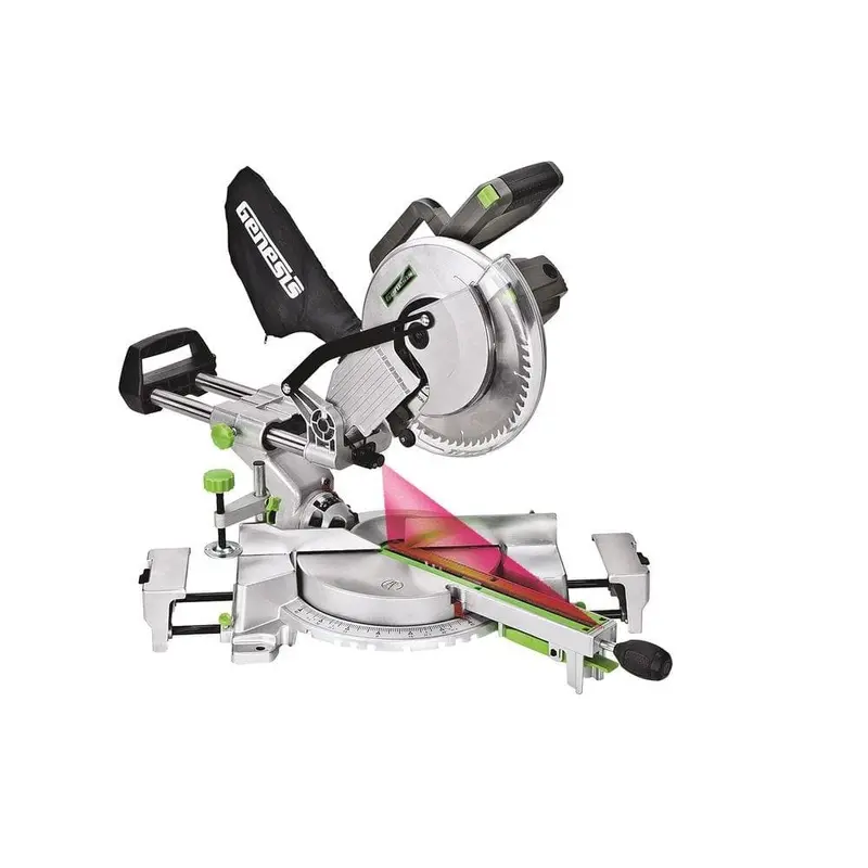 15-Amp 10 in. Sliding Compound Miter Saw with Laser, Electric Brake, Spindle Lock, Dust Bag, Wings and Blade