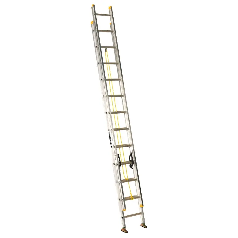 Louisville AE3224 Extension Ladder, 286 in H Reach, 250 lb, 1-1/2 in D Step, Aluminum