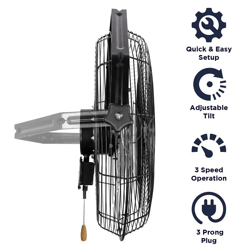 MaxxAir HVWM 18 Wall-Mount Fan, 120 V, 3-Blade, 3-Speed, 1350 cfm Low, 1400 cfm Medium, 1450 cfm High Air