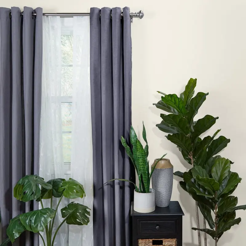 allen   roth Allen   Roth 36-in To 72-in Pewter Steel Double Curtain Rod